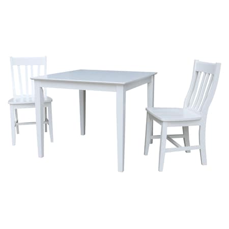 International Concepts Square 36 in x 36 in Dining Table with 2 Chairs, White, 36 in W, 36 in L, 30 in H, Wood, White K08-3636-C61-2